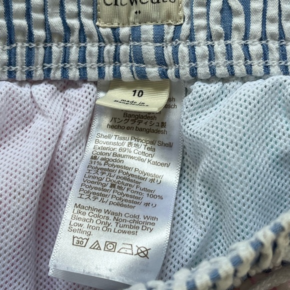 J.Crew Crewcuts Boys’ Seersucker Pink Blue Turquoise Stripes Swim Trunks Size 10 - Picture 12 of 13